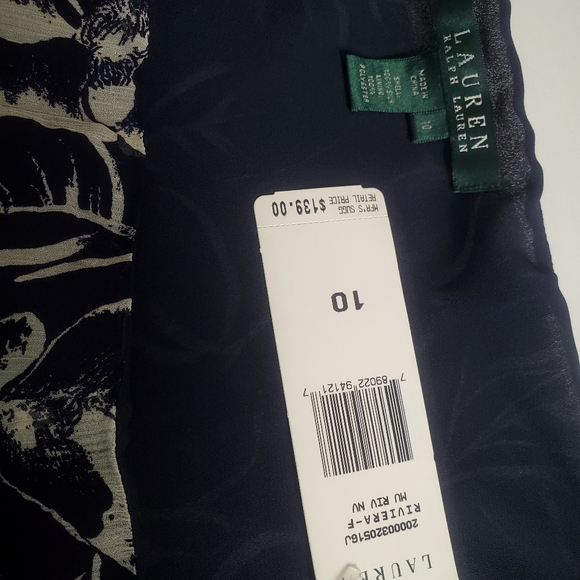 Vintage Lauren Ralph Lauren Women's 10 Silk Lined Floral Flare Midi Skirt New - Picture 3 of 3